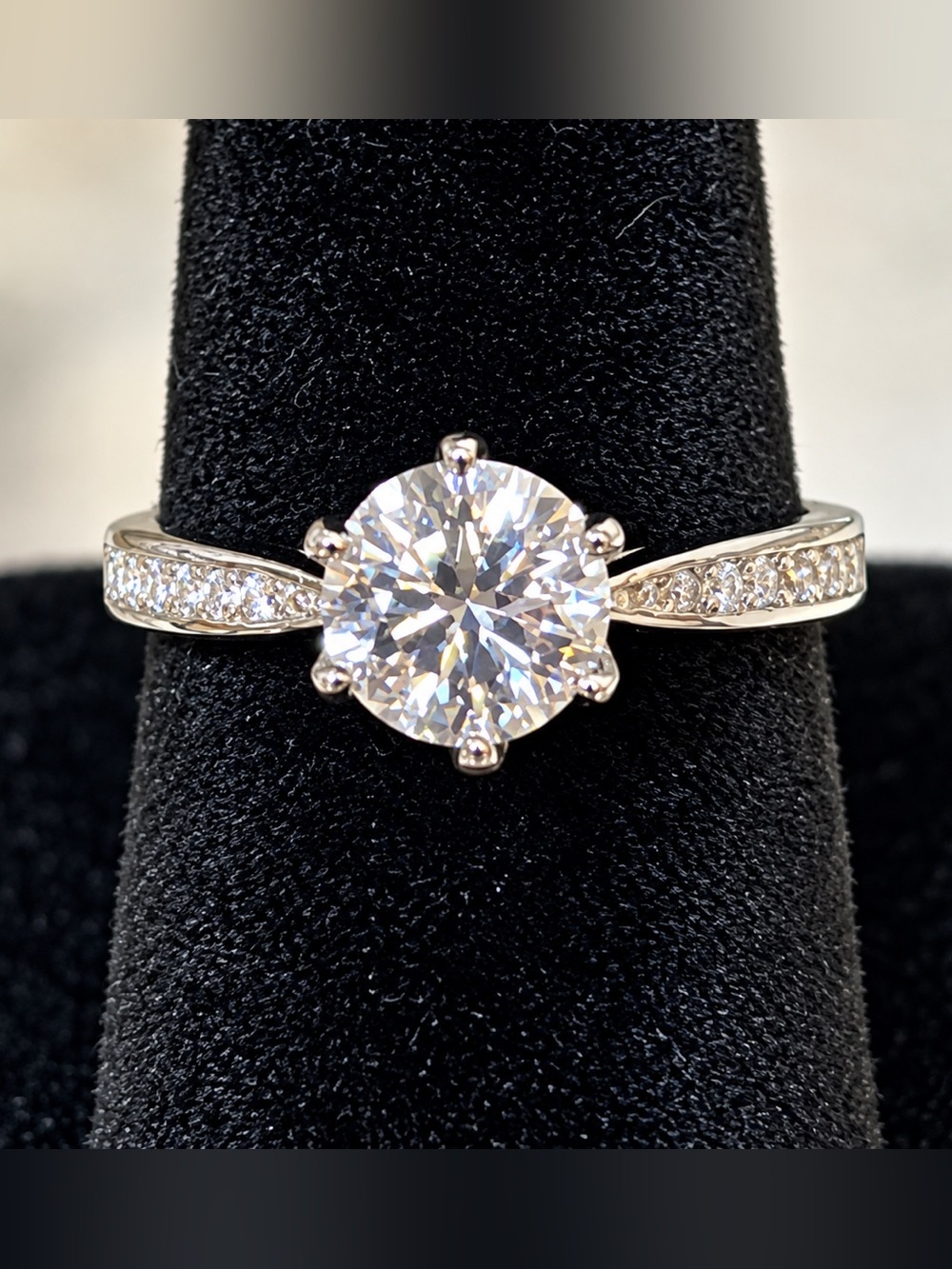 1CT Moissanite Lab Created Diamond Ring 14K White Gold Over S925 Silver | NIB